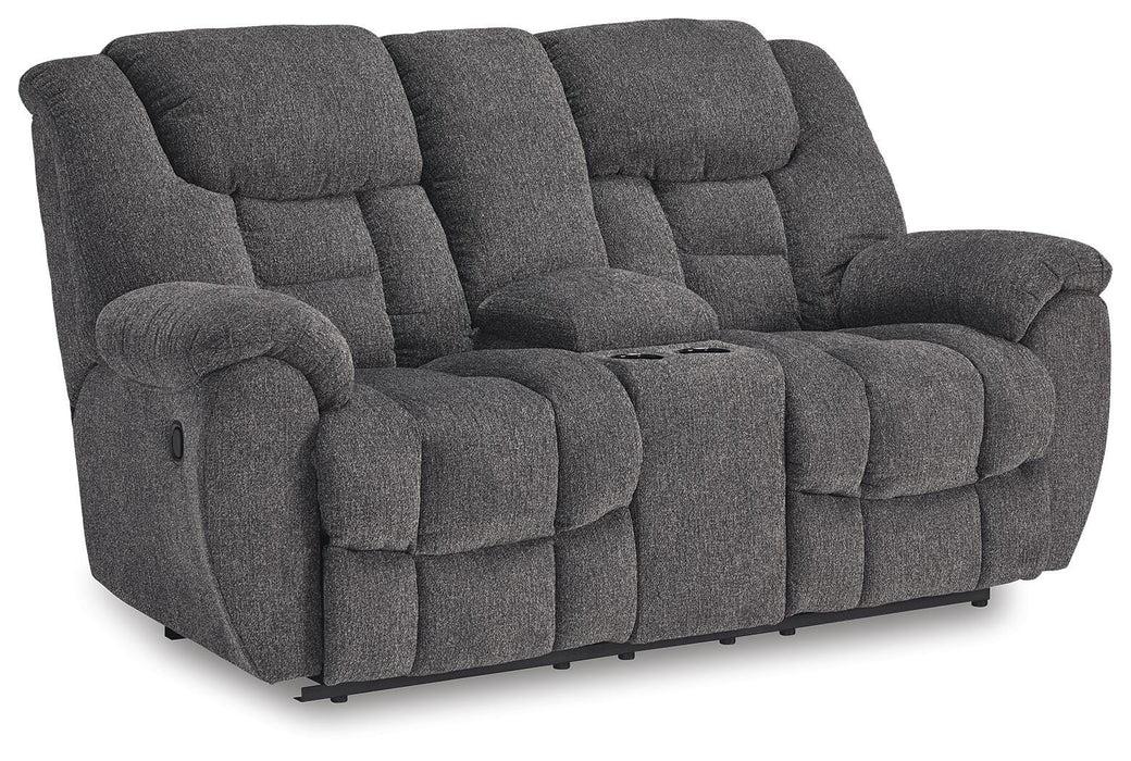 Foreside Reclining Loveseat with Console - Furniture 2 Go- FL