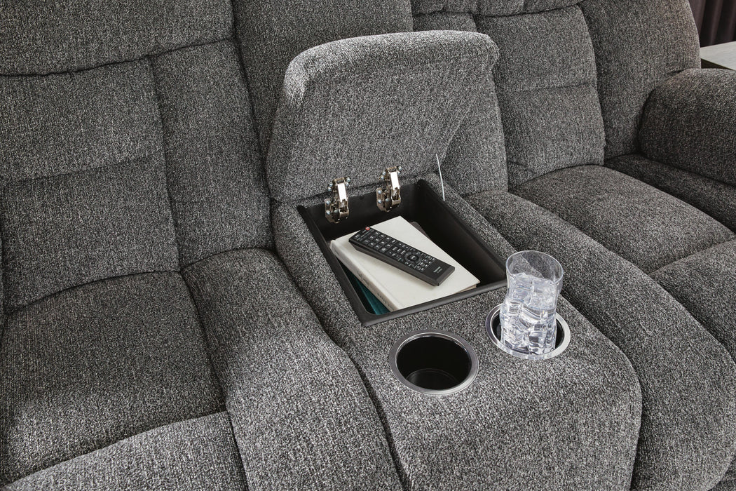 Foreside Reclining Loveseat with Console - Furniture 2 Go- FL