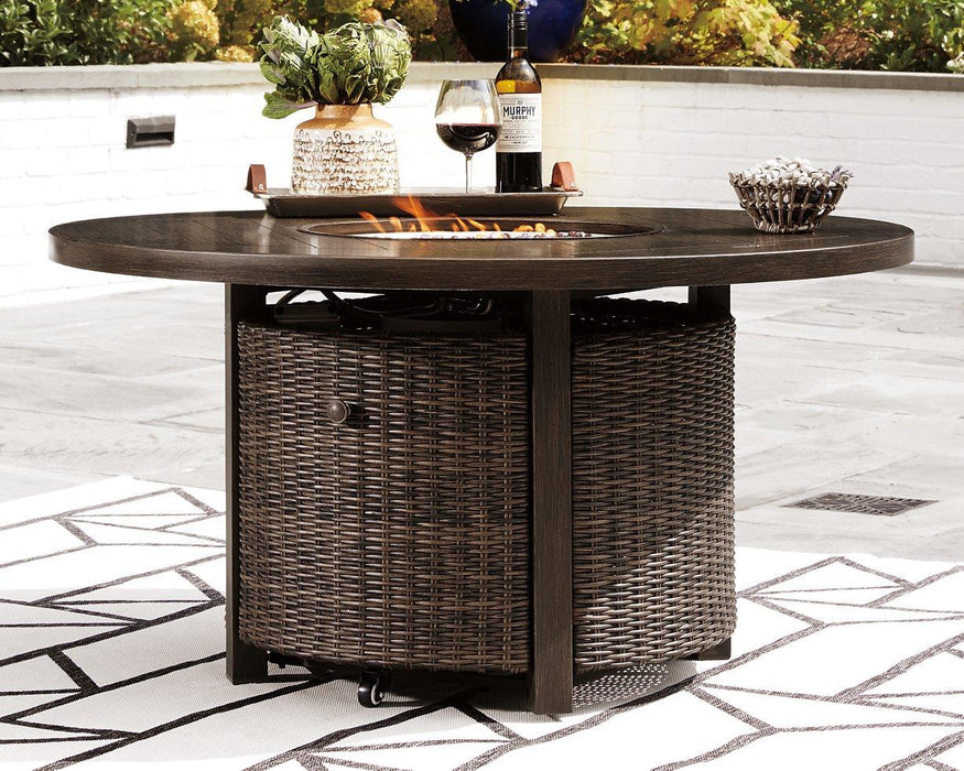 Paradise Trail Paradise Trail Fire Pit Table with 4 Nuvella Swivel Lounge Chairs - Furniture 2 Go- FL