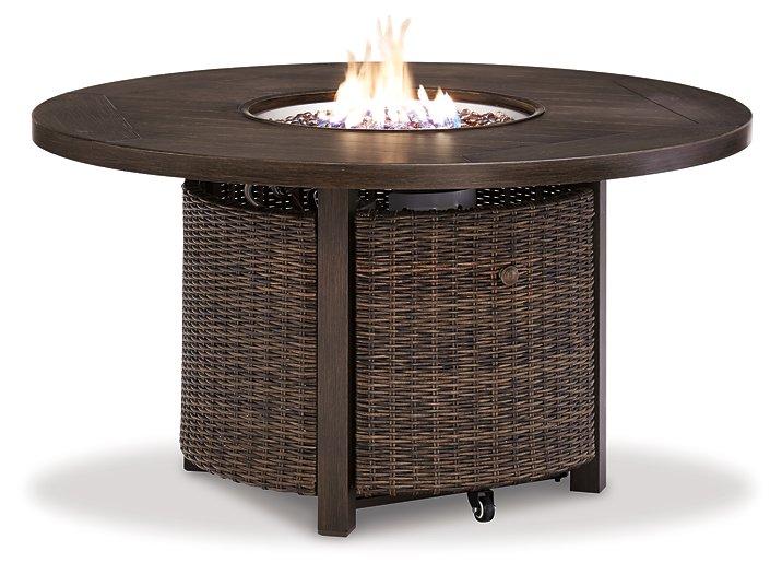 Paradise Trail Paradise Trail Fire Pit Table with 4 Nuvella Swivel Lounge Chairs - Furniture 2 Go- FL