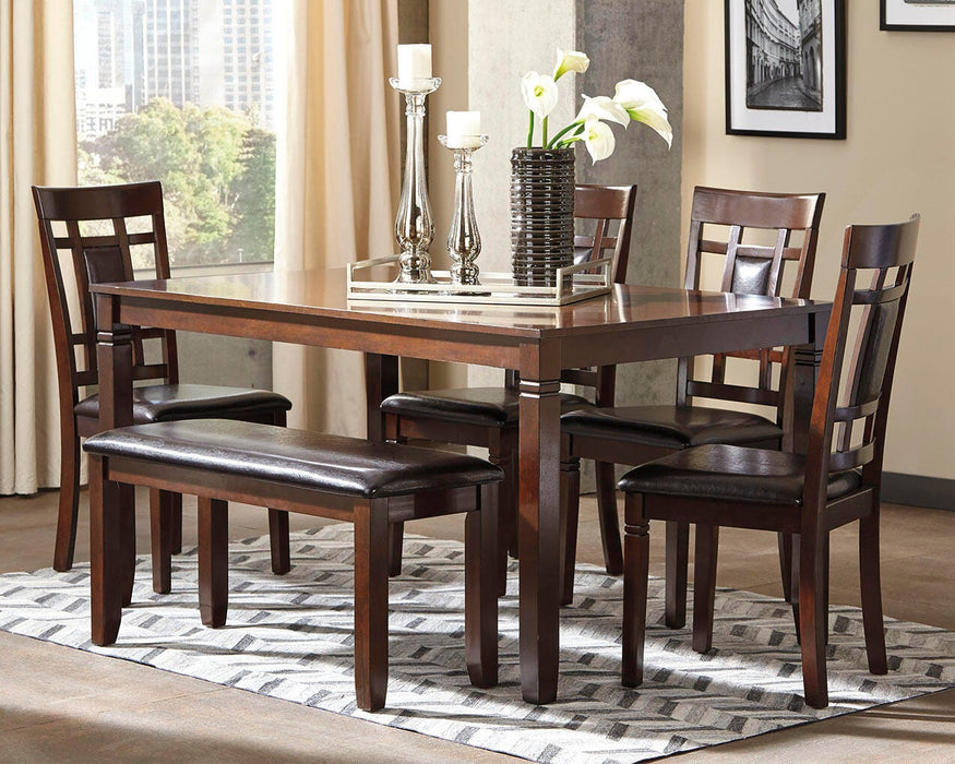Bennox Dining Table and Chairs with Bench (Set of 6) - Furniture 2 Go- FL