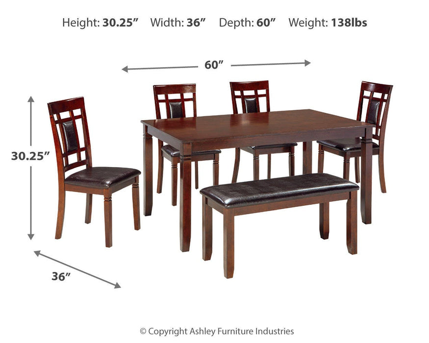 Bennox Dining Table and Chairs with Bench (Set of 6) - Furniture 2 Go- FL