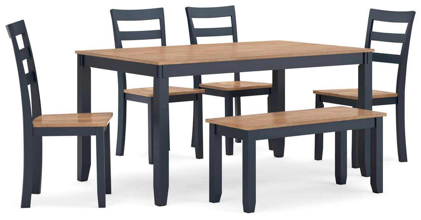 Gesthaven Dining Table with 4 Chairs and Bench (Set of 6) - Furniture 2 Go- FL