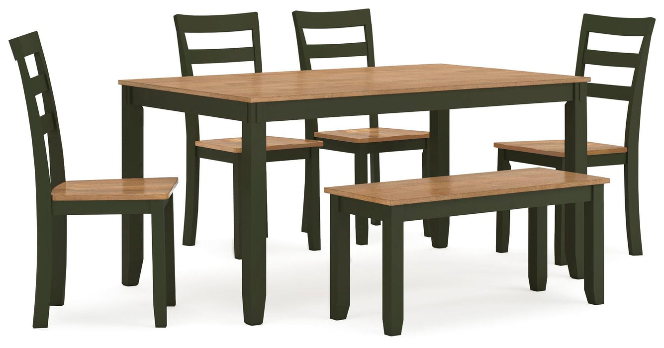 Gesthaven Dining Table with 4 Chairs and Bench (Set of 6) - Furniture 2 Go- FL