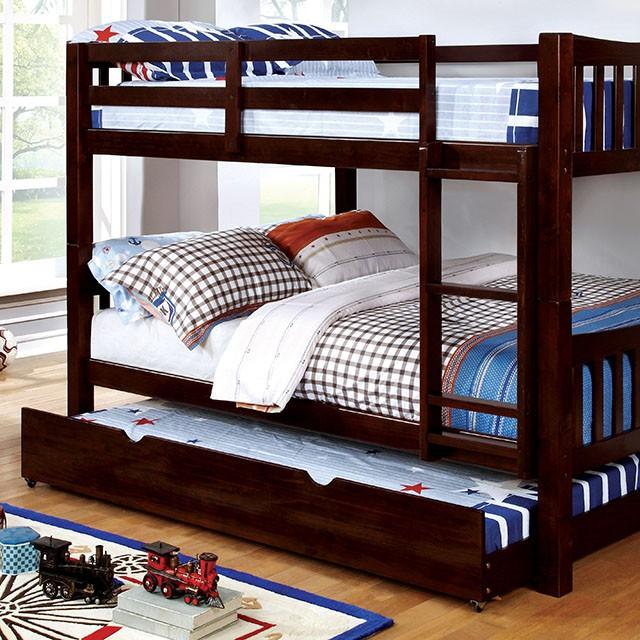 Cameron Dark Walnut, White & Gray Full/Full Bunk Bed - Furniture 2 Go- FL