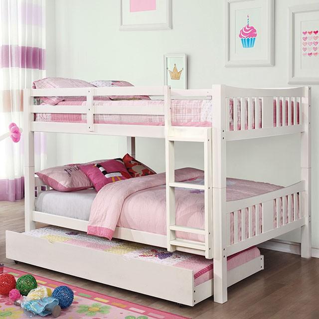 Cameron Dark Walnut, White & Gray Full/Full Bunk Bed - Furniture 2 Go- FL