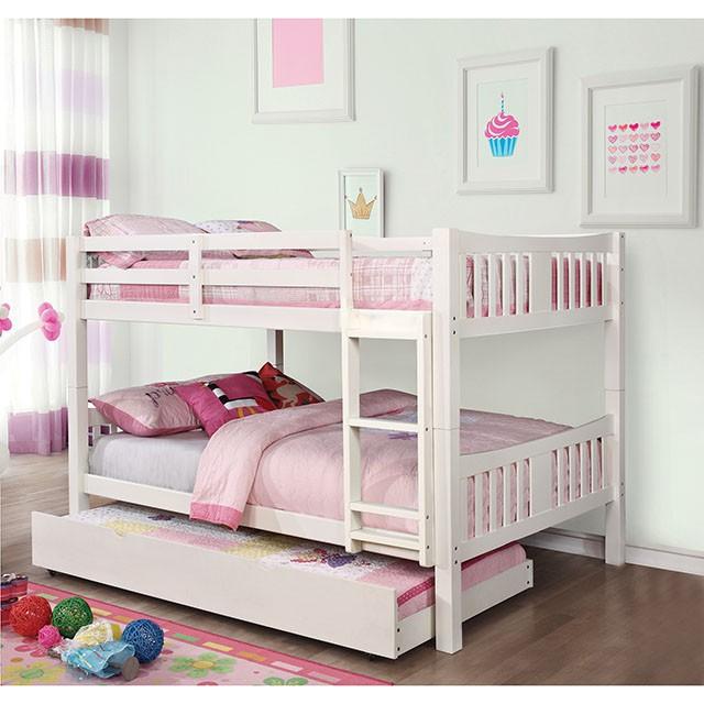 Cameron Dark Walnut, White & Gray Full/Full Bunk Bed - Furniture 2 Go- FL
