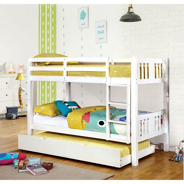 Cameron Dark Walnut, White & Gray Full/Full Bunk Bed - Furniture 2 Go- FL