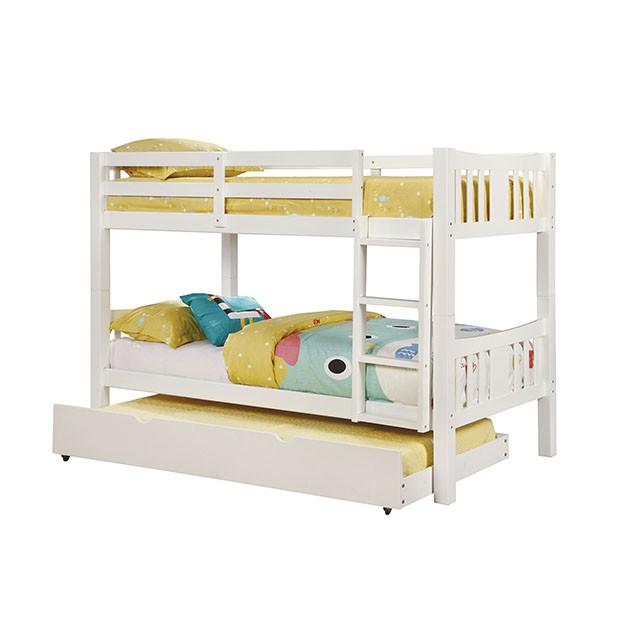 Cameron Dark Walnut, White & Gray Full/Full Bunk Bed - Furniture 2 Go- FL