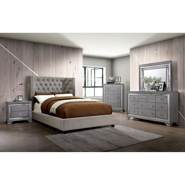 Cayla Cal.King, E.King, & Queen Bed Silver & Grey - Furniture 2 Go- FL