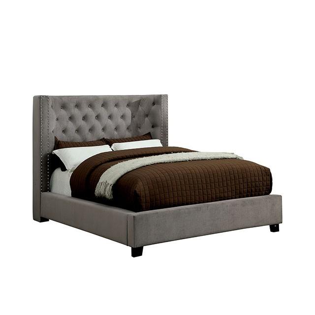 Cayla Cal.King, E.King, & Queen Bed Silver & Grey - Furniture 2 Go- FL