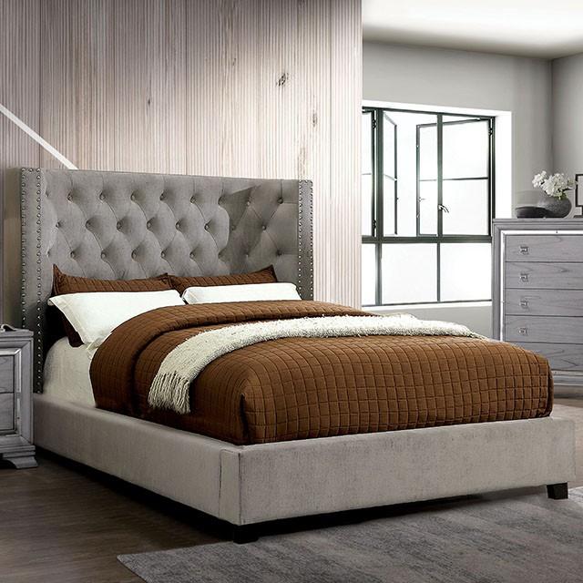 Cayla Cal.King, E.King, & Queen Bed Silver & Grey - Furniture 2 Go- FL