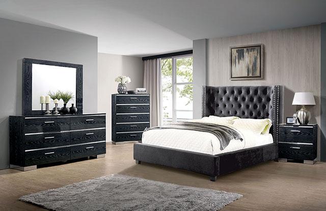 Cayla Cal.King, E.King, & Queen Bed Silver & Grey - Furniture 2 Go- FL