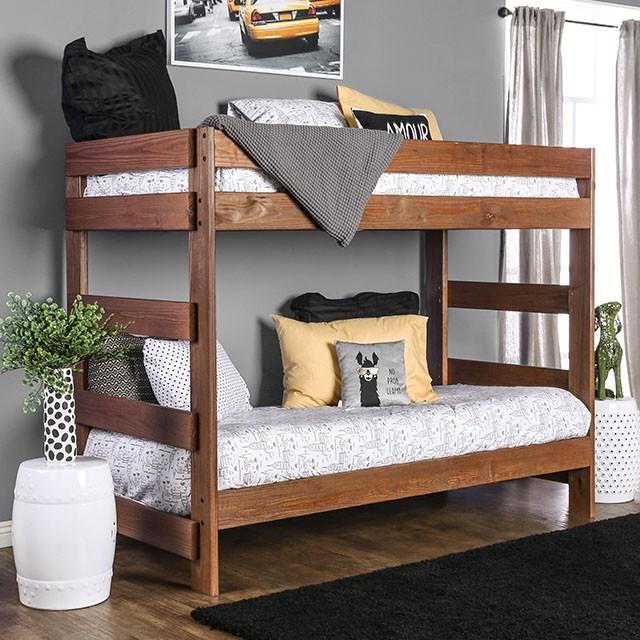 Arlette Twin/Twin Bunk Bed Brown, Black, Gray, & White - Furniture 2 Go- FL