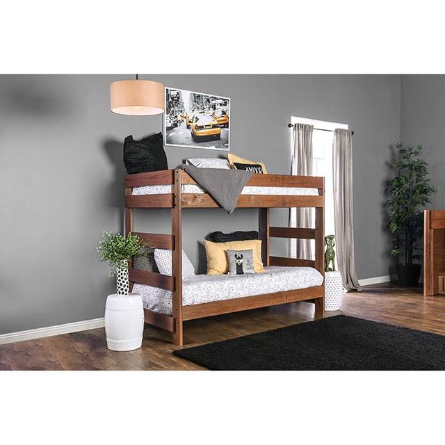Arlette Twin/Twin Bunk Bed Brown, Black, Gray, & White - Furniture 2 Go- FL