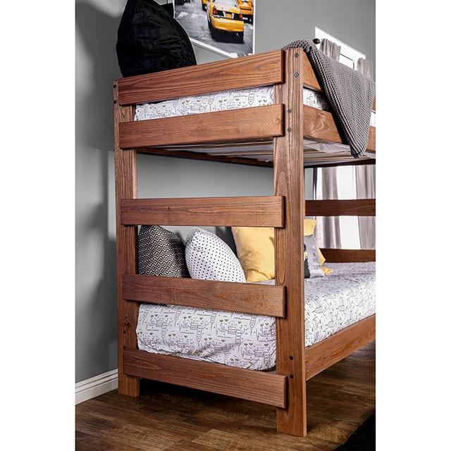Arlette Twin/Twin Bunk Bed Brown, Black, Gray, & White - Furniture 2 Go- FL