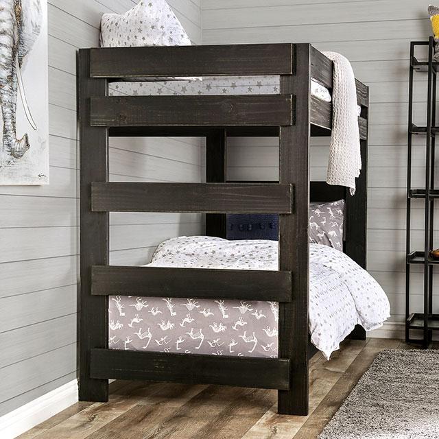 Arlette Twin/Twin Bunk Bed Brown, Black, Gray, & White - Furniture 2 Go- FL