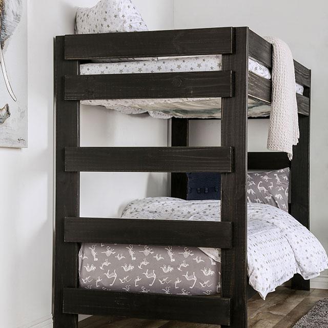 Arlette Twin/Twin Bunk Bed Brown, Black, Gray, & White - Furniture 2 Go- FL