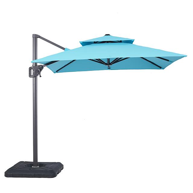 Fida 8 Ft Square Umbrella w/ Double Top + 37" Large Base