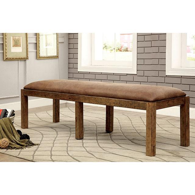 GIANNA Rustic Pine Fabric Bench - Furniture 2 Go- FL