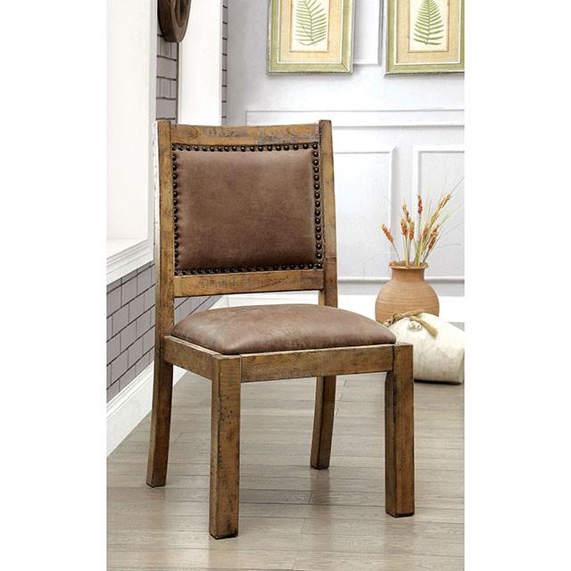 GIANNA Rustic Pine/Brown Side Chair (2/CTN) - Furniture 2 Go- FL