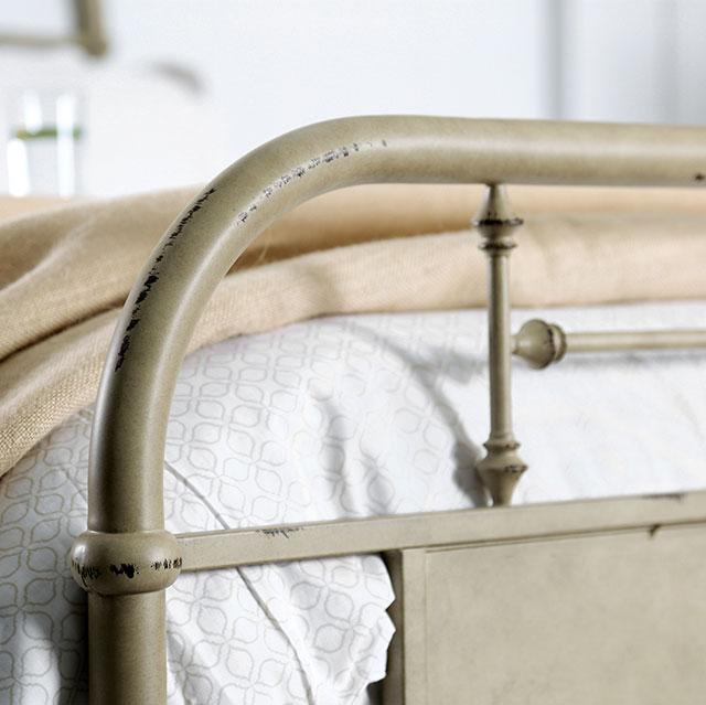 Haldus Cal.King, E.King, & Twin Bed White, Ivory, & Red - Furniture 2 Go- FL