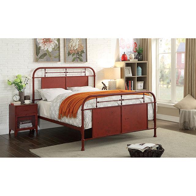 Haldus Cal.King, E.King, & Twin Bed White, Ivory, & Red - Furniture 2 Go- FL