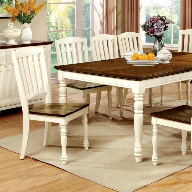 HARRISBURG Vintage White/Dark Oak Dining Table w/ 18" Butterfly Leaf - Furniture 2 Go- FL