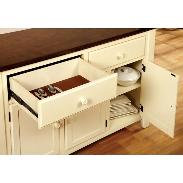 HARRISBURG Vintage White/Dark Oak Dining Table w/ 18" Butterfly Leaf - Furniture 2 Go- FL