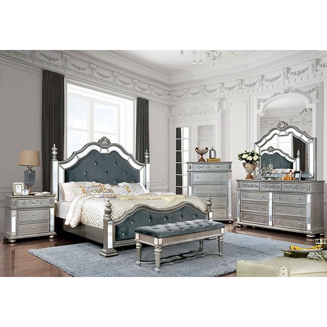 Azha Silver/Gray Cal.King & Queen Bed - Furniture 2 Go- FL