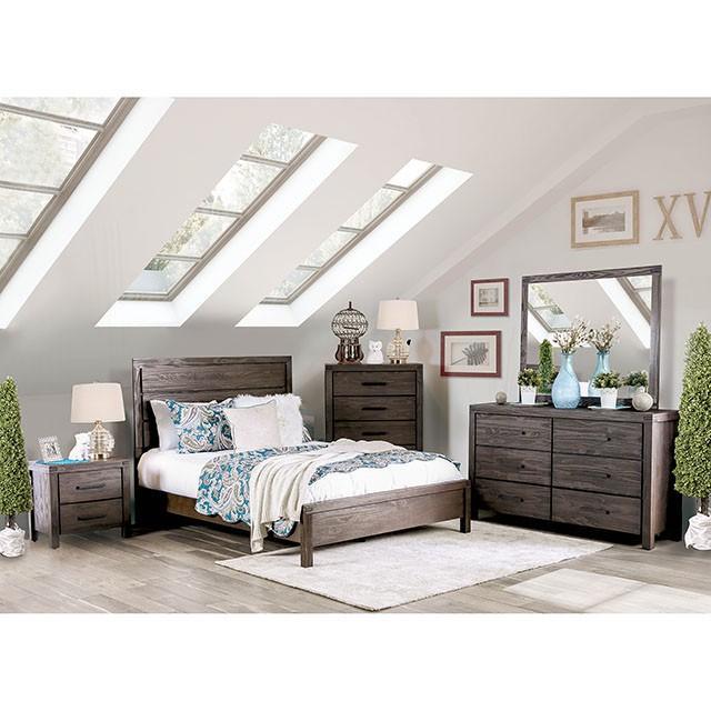 Rexburg Wire-Brushed Rustic Brown E.King Bed