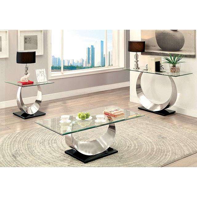 ORLA II Satin Plated/Black End Table - Furniture 2 Go- FL