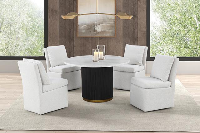 Varde Round Dining Marble Table - Furniture 2 Go- FL