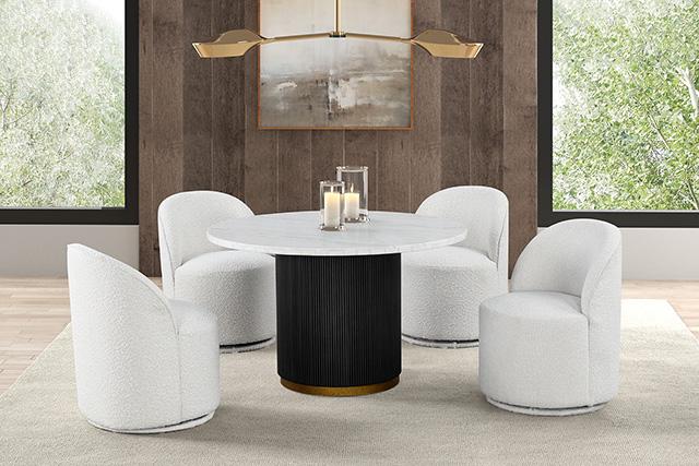 Varde Round Dining Marble Table - Furniture 2 Go- FL