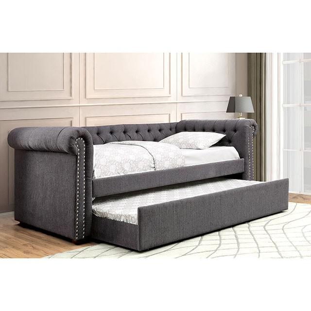 LEANNA Gray Full Daybed w/ Trundle, Gray - Furniture 2 Go- FL
