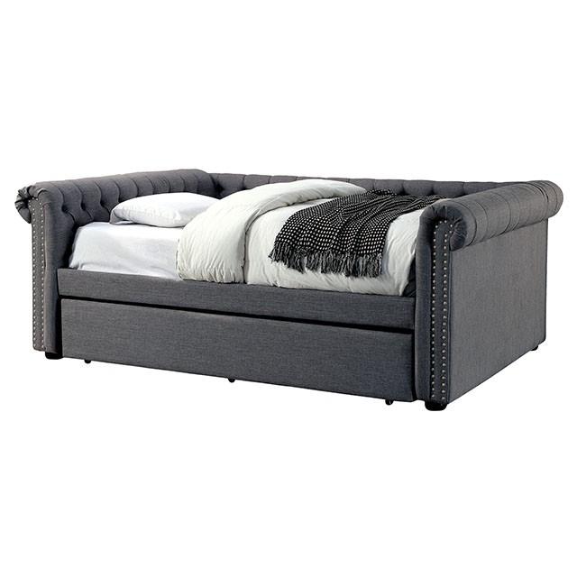 LEANNA Gray Daybed w/ Trundle, Gray - Furniture 2 Go- FL