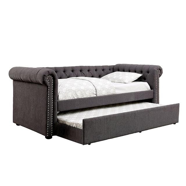 LEANNA Gray Daybed w/ Trundle, Gray - Furniture 2 Go- FL