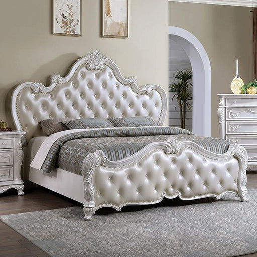 Ventresca E.King & Queen Bed White & Chrome - Furniture 2 Go- FL