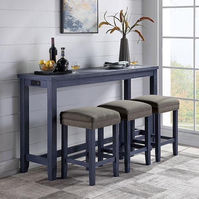 Caerleon 3 & 4 Piece Counter Ht. Set Gray & Blue - Furniture 2 Go- FL