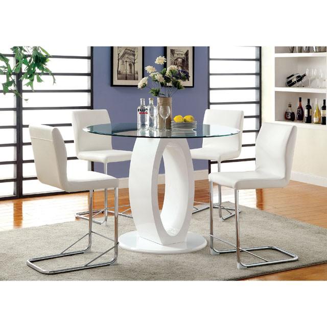 LODIA II White Round Counter Ht. Table