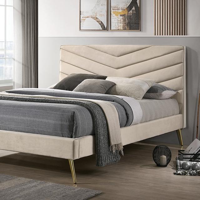 VIVAR Queen Bed, Beige image