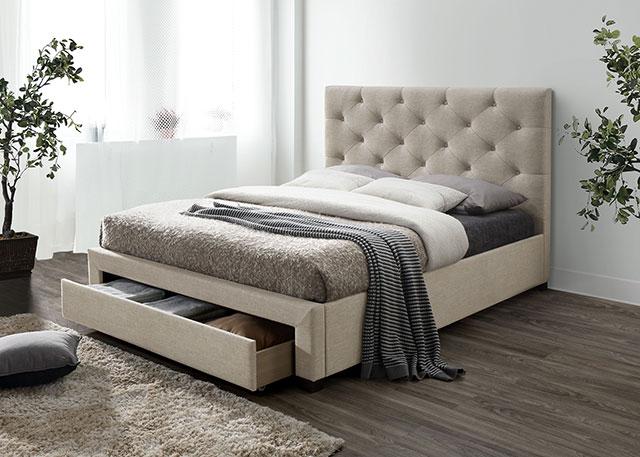 SYBELLA Cal.King, E.King, Queen, Full, & Twin Bed, Beige