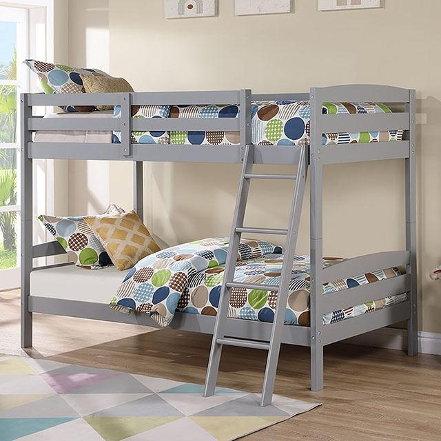Candice Twin/Twin Bunk Bed White & Gray - Furniture 2 Go- FL