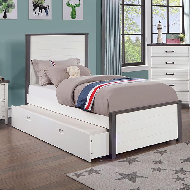 PRIAM Full & Twin Bed, White/Gray, Pink, Chrome, & Yellow - Furniture 2 Go- FL