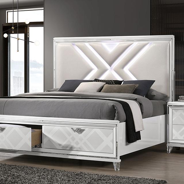 Emmeline 4 & 5 Piece Queen Bedroom Set Gray & White - Furniture 2 Go- FL