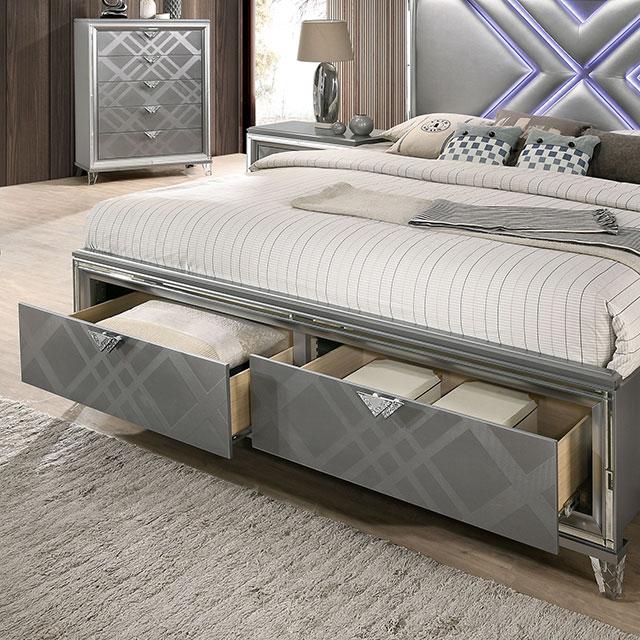 Emmeline 4 & 5 Piece Queen Bedroom Set Gray & White - Furniture 2 Go- FL