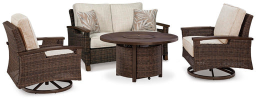 Paradise Trail Outdoor Loveseat, Lounge Chairs and Fire Pit Table - Furniture 2 Go- FL