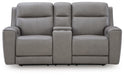 5Z-Comfort Power Reclining Loveseat with Console - Furniture 2 Go- FL