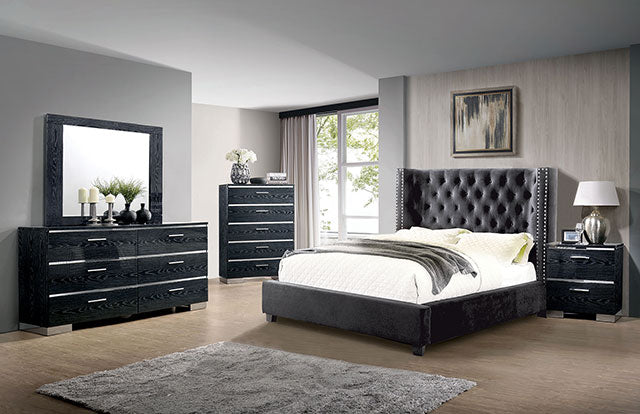 Cayla Cal.King, E.King, & Queen Bed Silver & Grey - Furniture 2 Go- FL