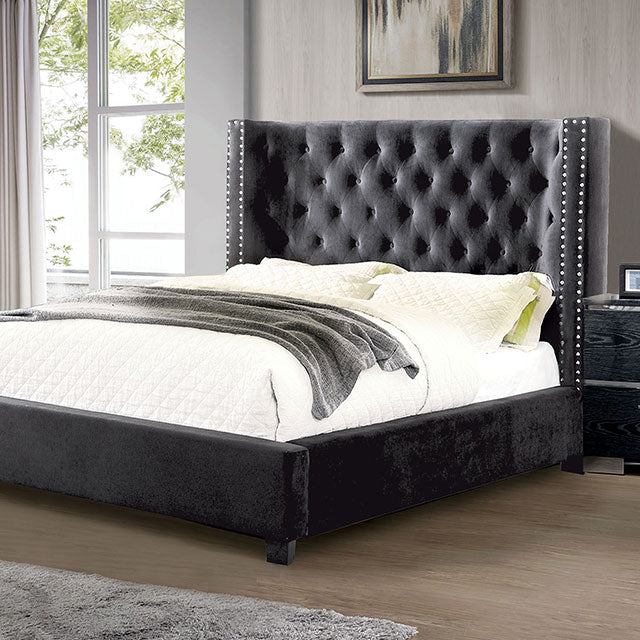 Cayla Cal.King, E.King, & Queen Bed Silver & Grey - Furniture 2 Go- FL